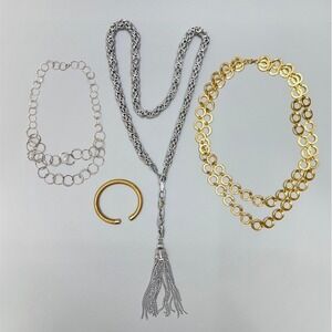 Chain Necklace Lot and Bracelet Gold Tone Silver Tone‎ Circles